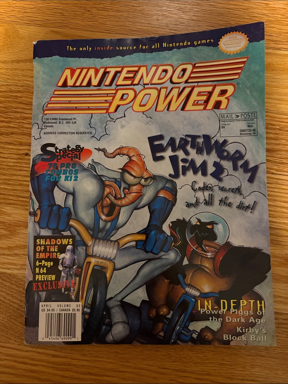 Nintendo Power Magazine - Artwork Featuring Earthworm Jim 2 April volume 83